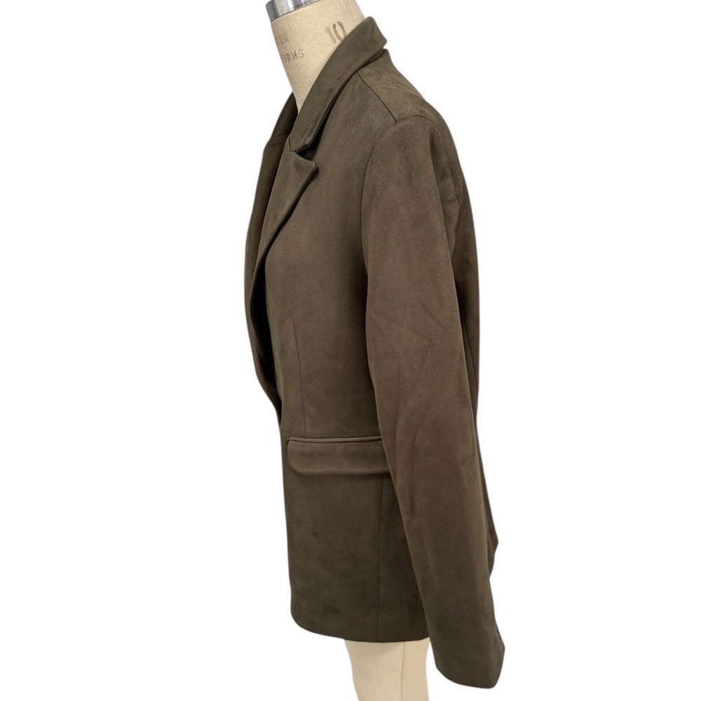NEW Ruti The Micro Suede Classic Blazer Olive Green Single Button Size (4) 14 - Picture 5 of 10